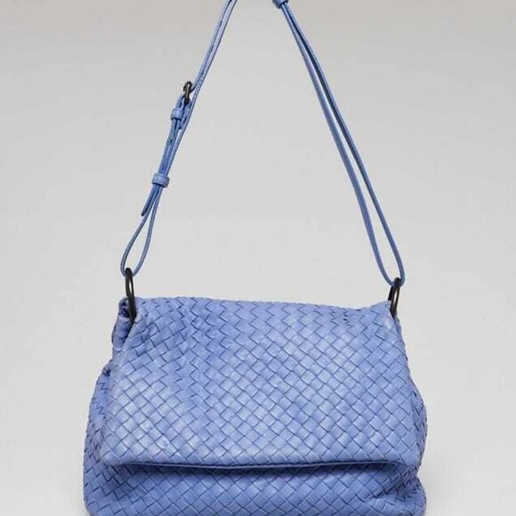 Bottega Veneta Lavender Intrecciato Woven Nappa Leather Flap Shoulder Bag - Picture 1 of 9
